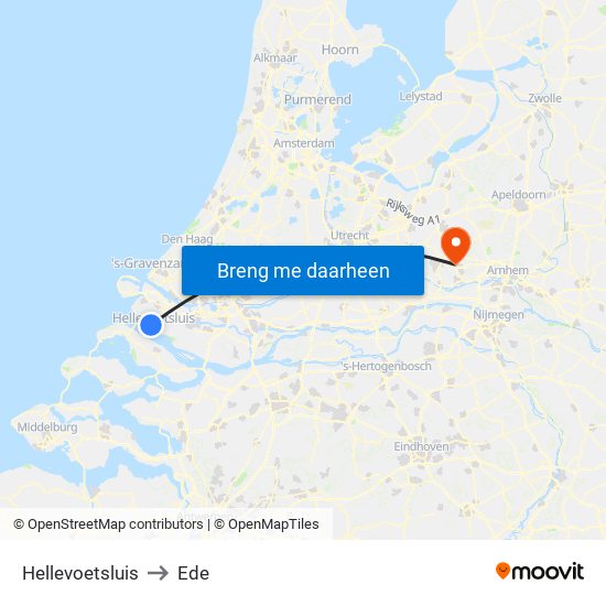 Hellevoetsluis to Ede map