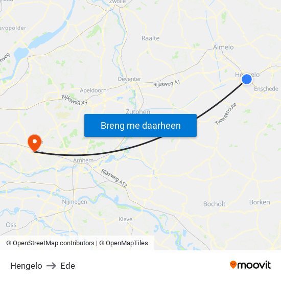 Hengelo to Ede map
