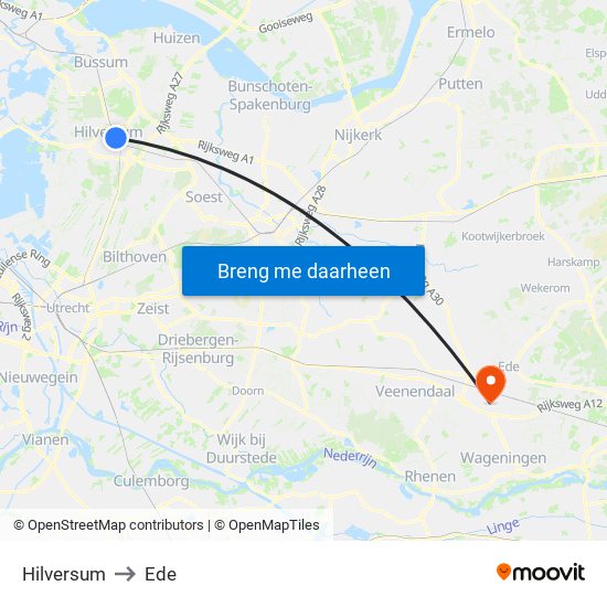 Hilversum to Ede map