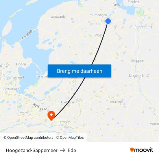 Hoogezand-Sappemeer to Ede map