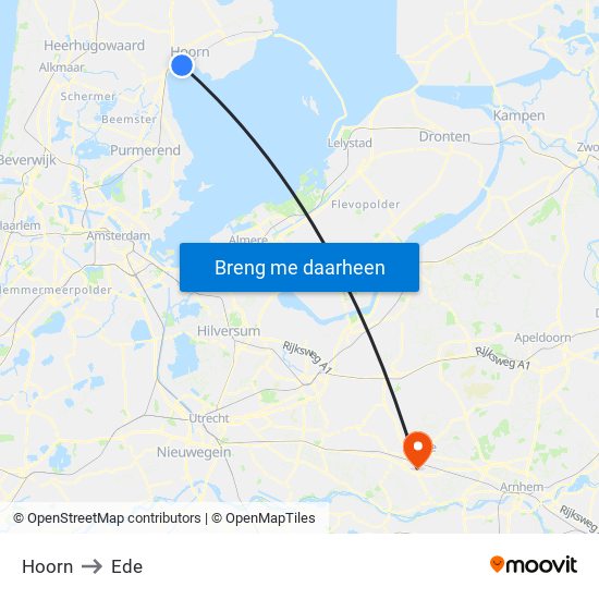 Hoorn to Ede map