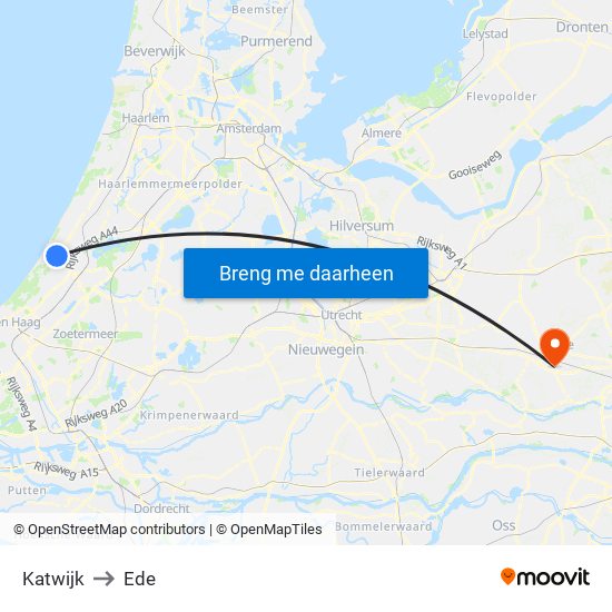 Katwijk to Ede map