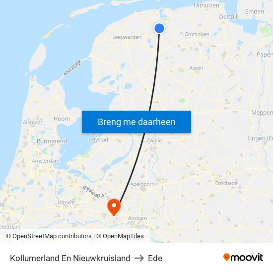 Kollumerland En Nieuwkruisland to Ede map