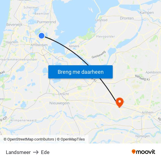 Landsmeer to Ede map