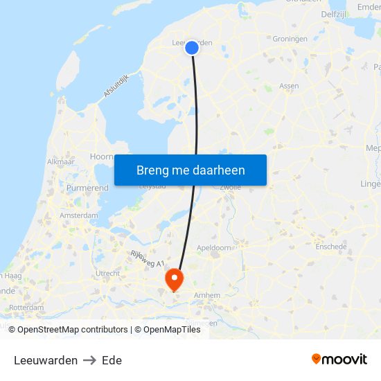 Leeuwarden to Ede map