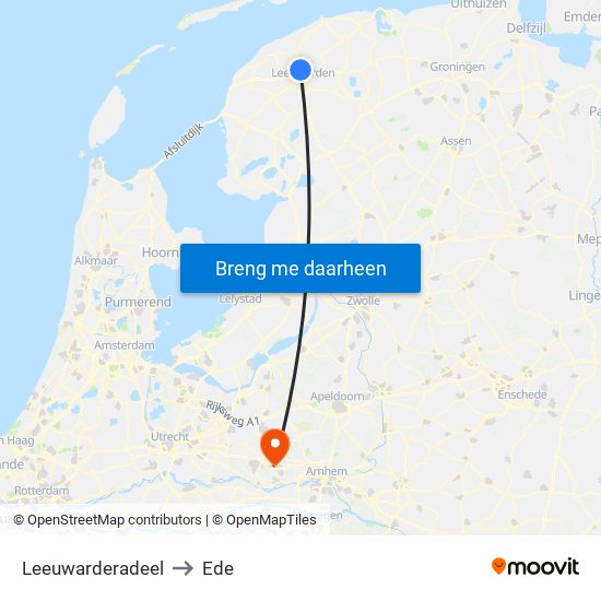 Leeuwarderadeel to Ede map