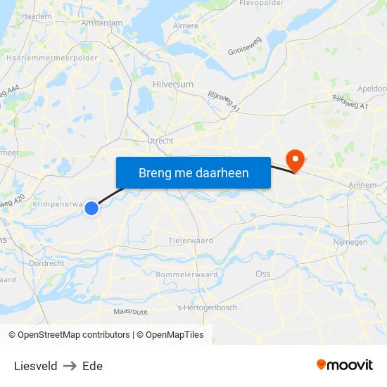 Liesveld to Ede map