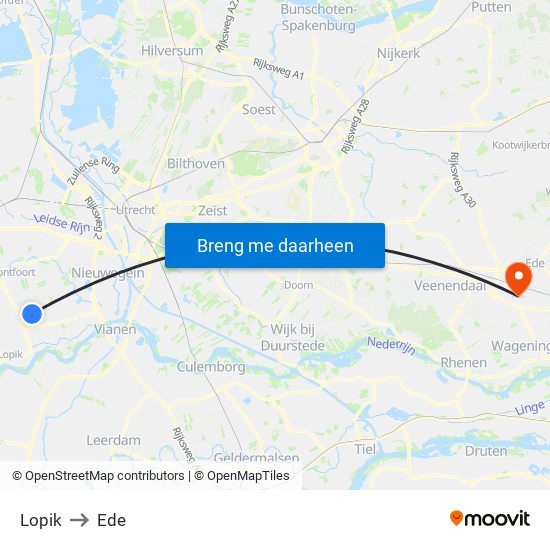 Lopik to Ede map