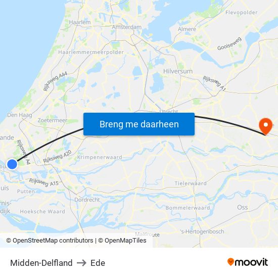 Midden-Delfland to Ede map