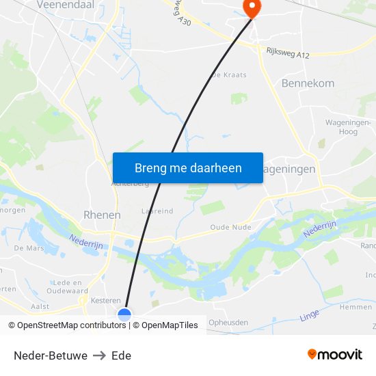 Neder-Betuwe to Ede map