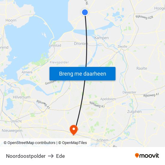Noordoostpolder to Ede map