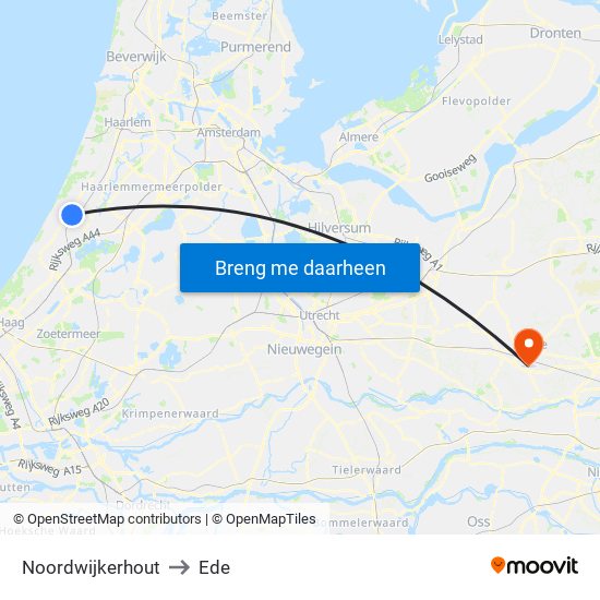 Noordwijkerhout to Ede map