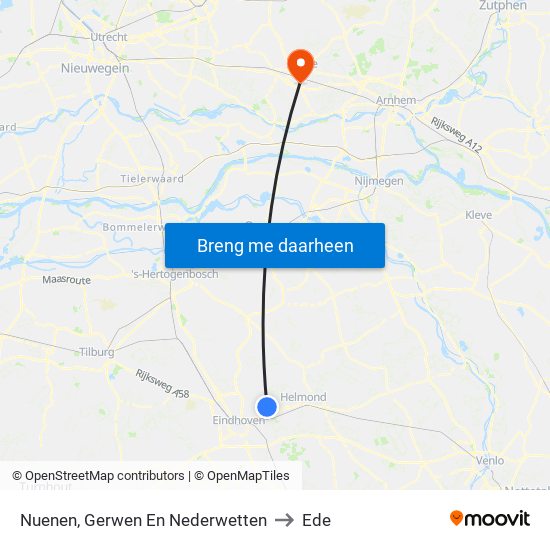 Nuenen, Gerwen En Nederwetten to Ede map