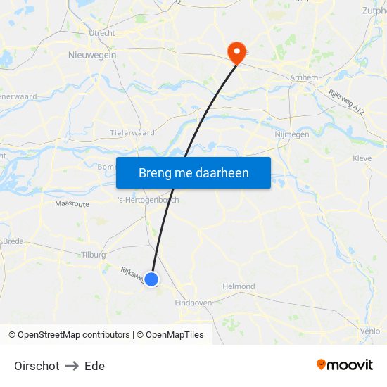 Oirschot to Ede map