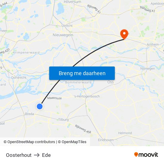 Oosterhout to Ede map