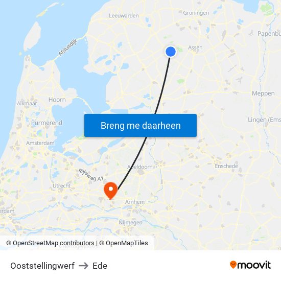 Ooststellingwerf to Ede map