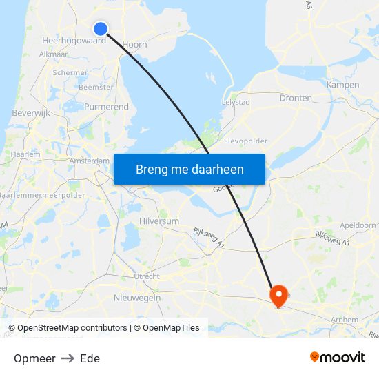 Opmeer to Ede map