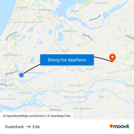 Ouderkerk to Ede map