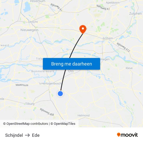 Schijndel to Ede map