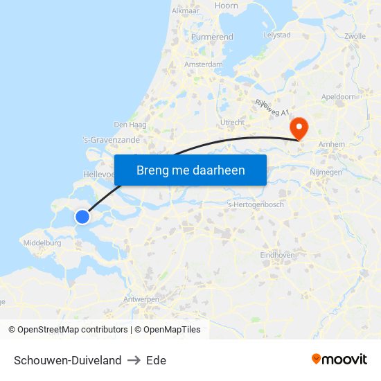 Schouwen-Duiveland to Ede map