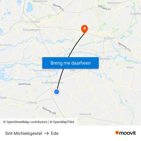 Sint-Michielsgestel to Ede map