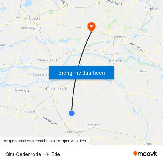 Sint-Oedenrode to Ede map