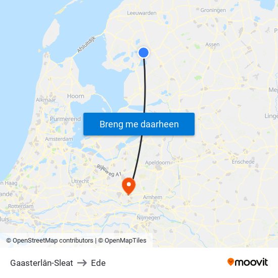 Gaasterlân-Sleat to Ede map