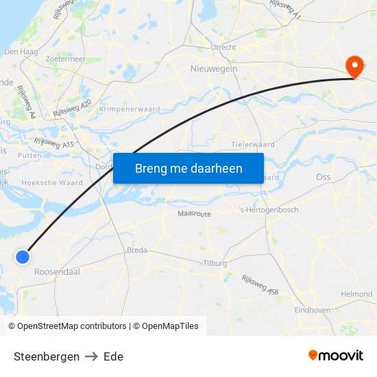 Steenbergen to Ede map