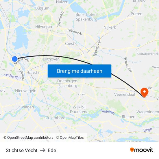 Stichtse Vecht to Ede map
