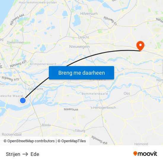 Strijen to Ede map