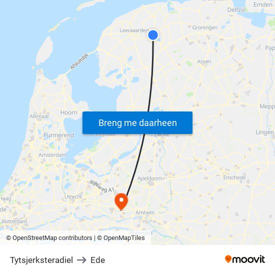 Tytsjerksteradiel to Ede map