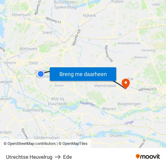 Utrechtse Heuvelrug to Ede map