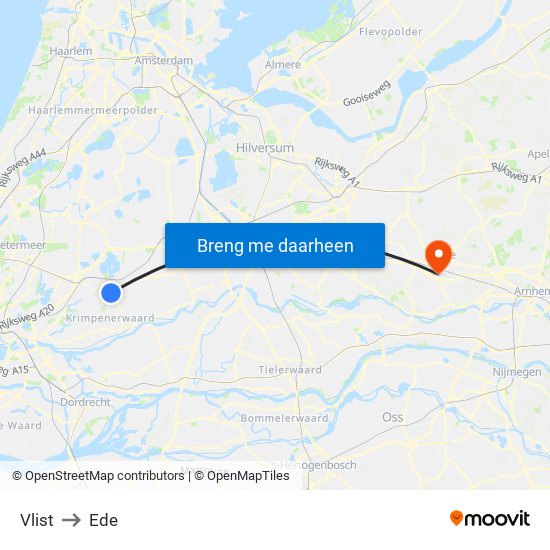 Vlist to Ede map