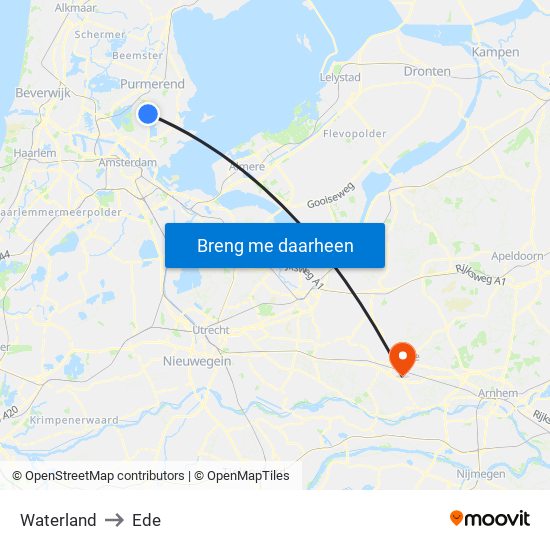 Waterland to Ede map