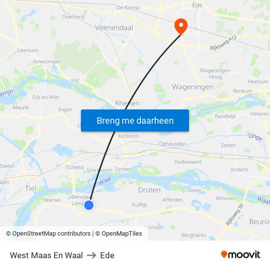 West Maas En Waal to Ede map