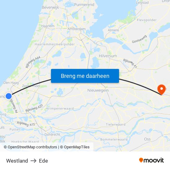 Westland to Ede map