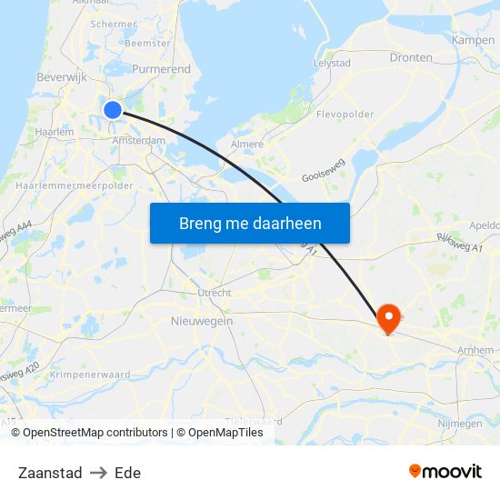 Zaanstad to Ede map