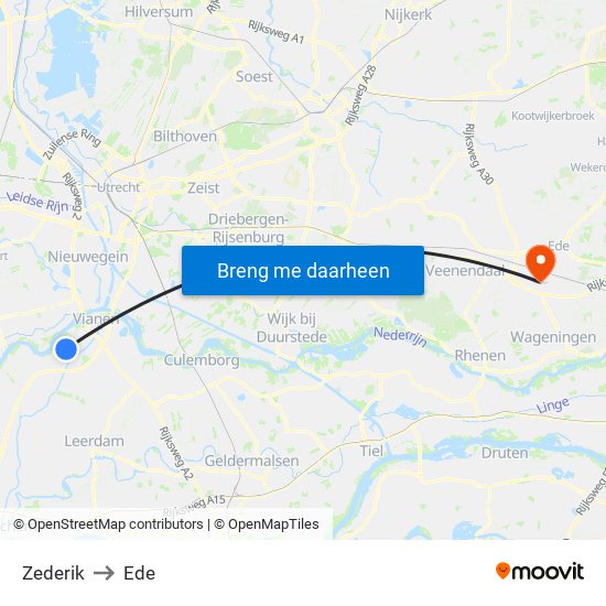 Zederik to Ede map