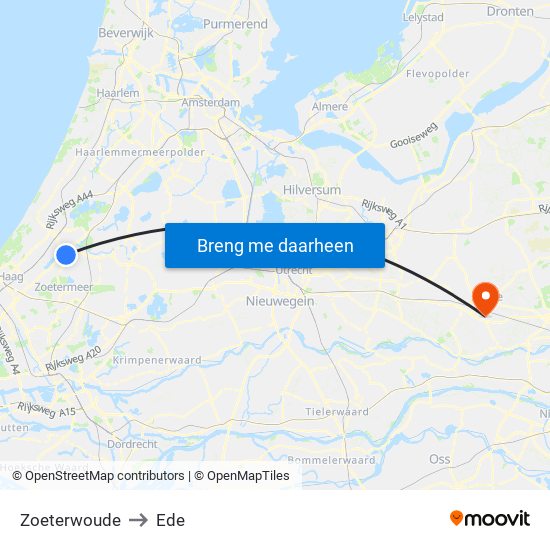 Zoeterwoude to Ede map
