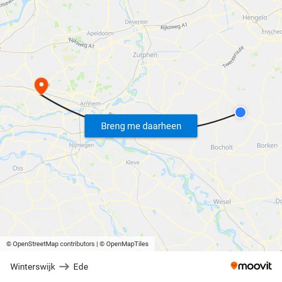 Winterswijk to Ede map