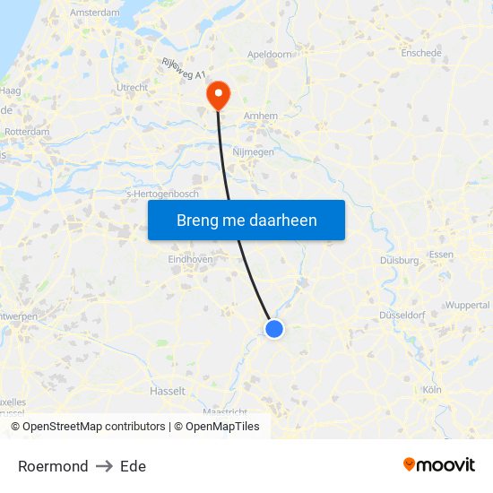 Roermond to Ede map