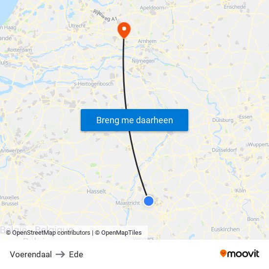 Voerendaal to Ede map