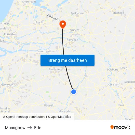 Maasgouw to Ede map