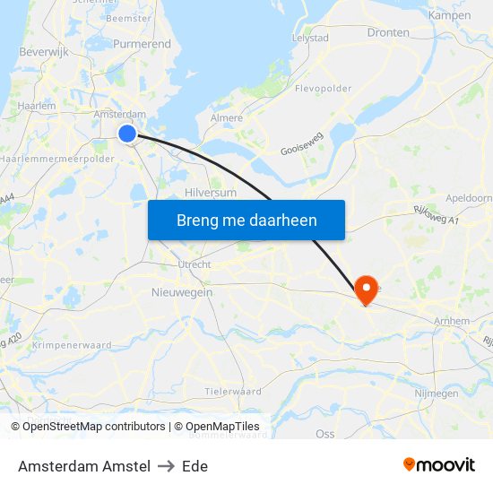 Amsterdam Amstel to Ede map
