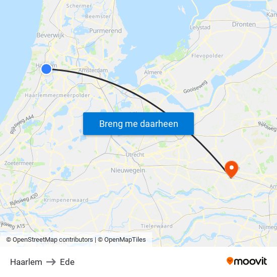 Haarlem to Ede map