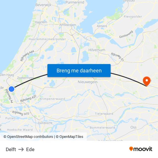 Delft to Ede map