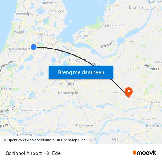 Schiphol Airport to Ede map