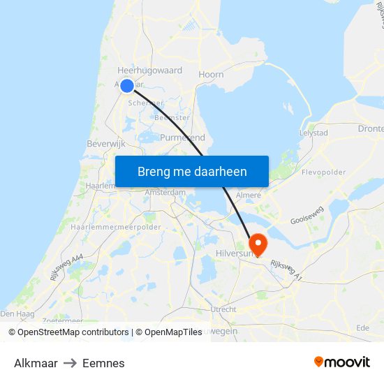 Alkmaar to Eemnes map