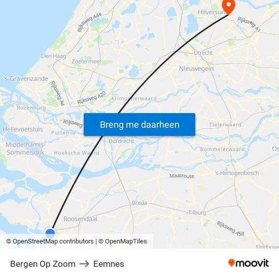 Bergen Op Zoom to Eemnes map
