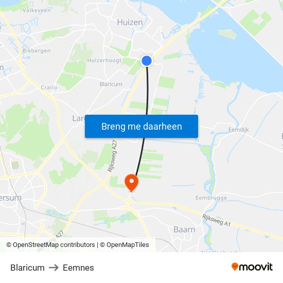 Blaricum to Eemnes map